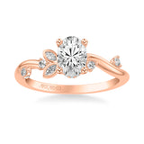 Artcarved Bridal Semi-Mounted with Side Stones Contemporary Engagement Ring 18K Rose Gold