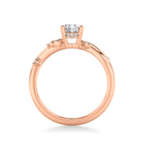 Artcarved Bridal Semi-Mounted with Side Stones Contemporary Engagement Ring 18K Rose Gold