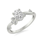 Artcarved Bridal Mounted with CZ Center Contemporary Engagement Ring 18K White Gold