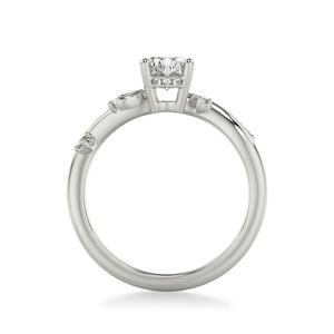 Artcarved Bridal Semi-Mounted with Side Stones Contemporary Engagement Ring 14K White Gold