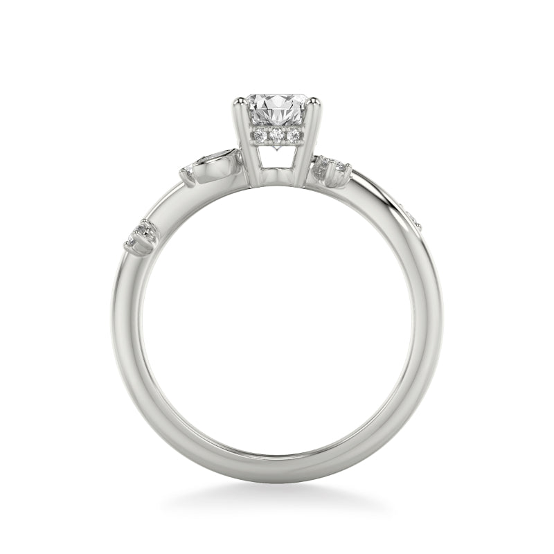 Artcarved Bridal Mounted with CZ Center Contemporary Engagement Ring 18K White Gold