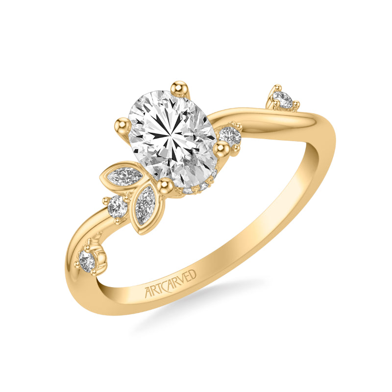 Artcarved Bridal Mounted with CZ Center Contemporary Engagement Ring 14K Yellow Gold