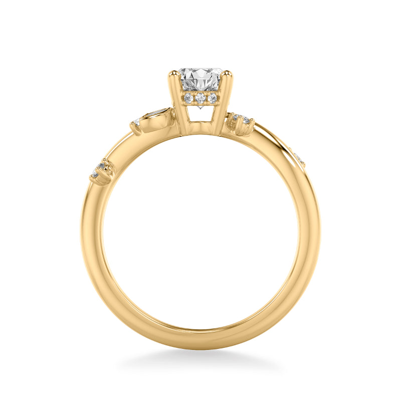 Artcarved Bridal Semi-Mounted with Side Stones Contemporary Engagement Ring 18K Yellow Gold