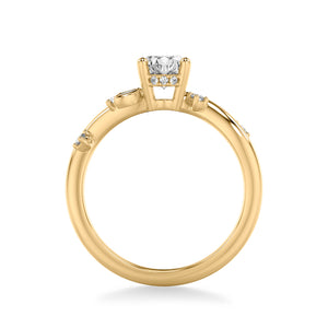 Artcarved Bridal Semi-Mounted with Side Stones Contemporary Engagement Ring 18K Yellow Gold