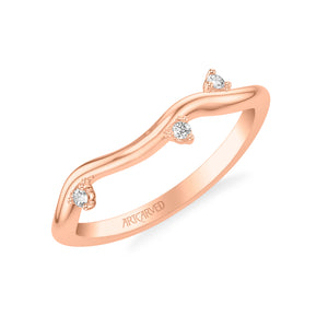 Artcarved Bridal Mounted with Side Stones Contemporary Diamond Wedding Band 14K Rose Gold