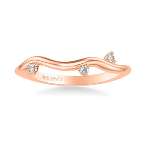 Artcarved Bridal Mounted with Side Stones Contemporary Diamond Wedding Band 18K Rose Gold