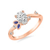 Artcarved Bridal Semi-Mounted with Side Stones Contemporary Engagement Ring 18K Rose Gold & Blue Sapphire