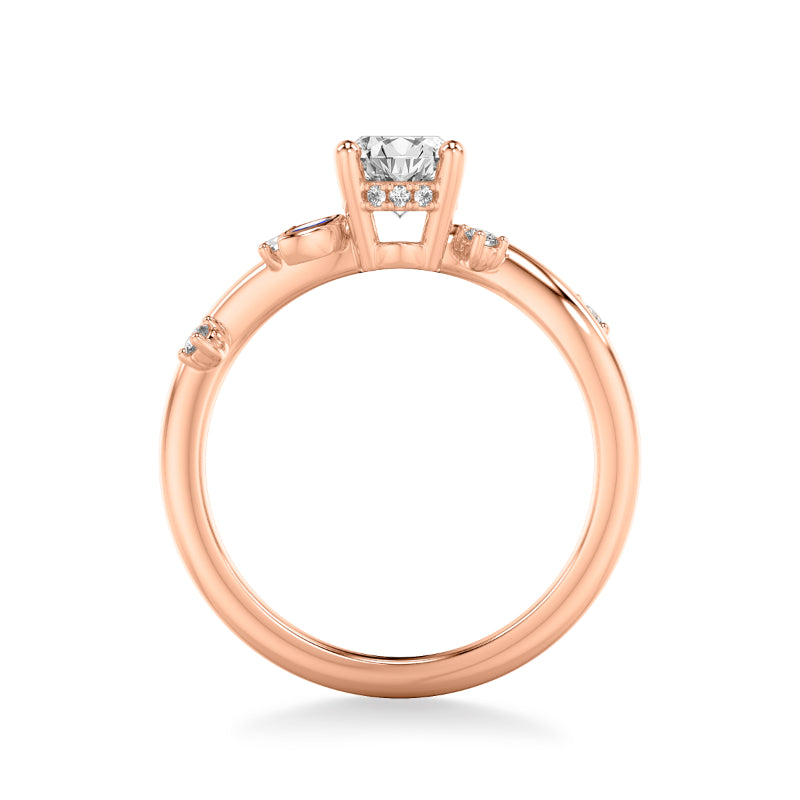 Artcarved Bridal Semi-Mounted with Side Stones Contemporary Engagement Ring 14K Rose Gold & Blue Sapphire