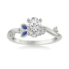 Artcarved Bridal Semi-Mounted with Side Stones Contemporary Engagement Ring 18K White Gold & Blue Sapphire