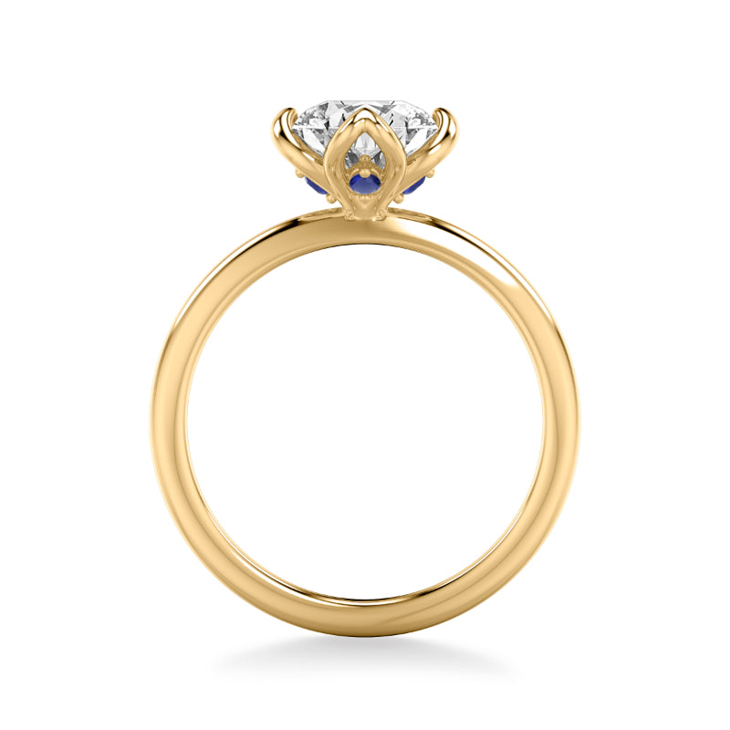 Artcarved Bridal Semi-Mounted with Side Stones Contemporary Engagement Ring 14K Yellow Gold & Blue Sapphire