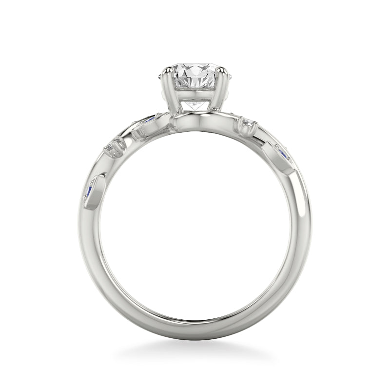 Artcarved Bridal Mounted with CZ Center Contemporary Engagement Ring 18K White Gold & Blue Sapphire