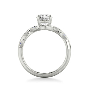 Artcarved Bridal Semi-Mounted with Side Stones Contemporary Engagement Ring 14K White Gold & Blue Sapphire