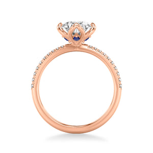 Artcarved Bridal Mounted with CZ Center Contemporary Engagement Ring 14K Rose Gold & Blue Sapphire