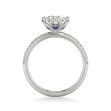 Artcarved Bridal Semi-Mounted with Side Stones Contemporary Engagement Ring 18K White Gold & Blue Sapphire