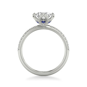 Artcarved Bridal Mounted with CZ Center Contemporary Engagement Ring 18K White Gold & Blue Sapphire