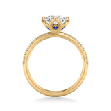 Artcarved Bridal Semi-Mounted with Side Stones Contemporary Engagement Ring 18K Yellow Gold & Blue Sapphire