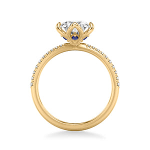 Artcarved Bridal Semi-Mounted with Side Stones Contemporary Engagement Ring 18K Yellow Gold & Blue Sapphire