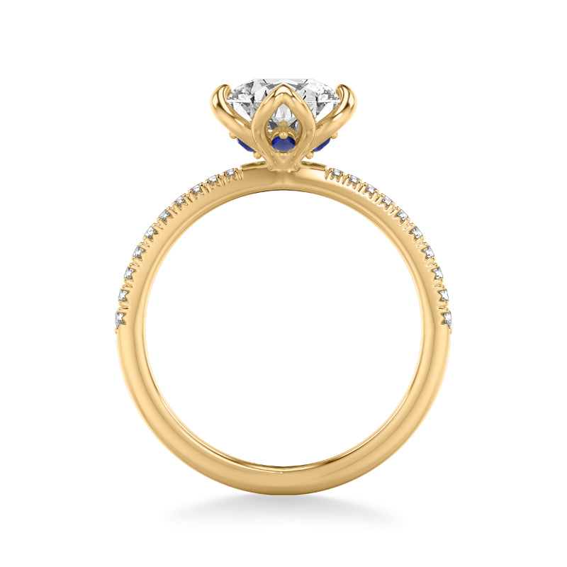 Artcarved Bridal Mounted with CZ Center Contemporary Engagement Ring 18K Yellow Gold & Blue Sapphire