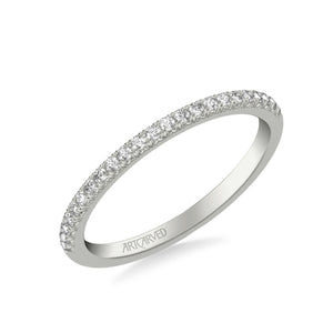 Artcarved Bridal Mounted with Side Stones Contemporary Diamond Wedding Band 18K White Gold
