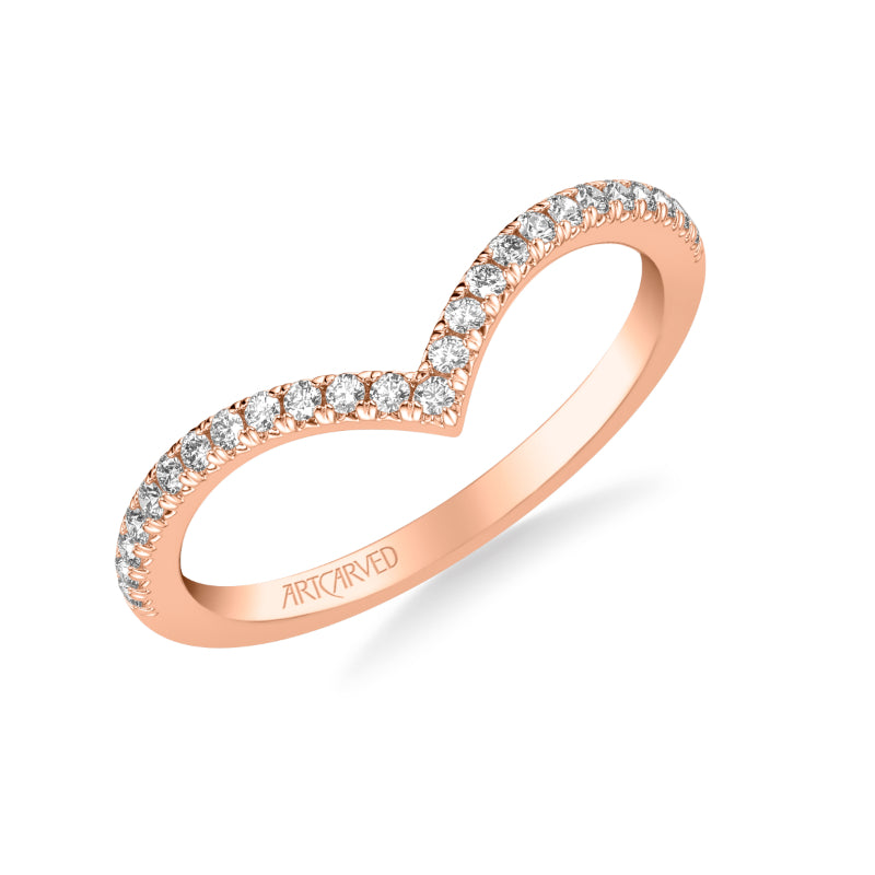 Artcarved Bridal Mounted with Side Stones Classic Diamond Wedding Band 14K Rose Gold