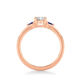 Artcarved Bridal Mounted with CZ Center Classic Gemstone Engagement Ring 14K Rose Gold & Blue Sapphire