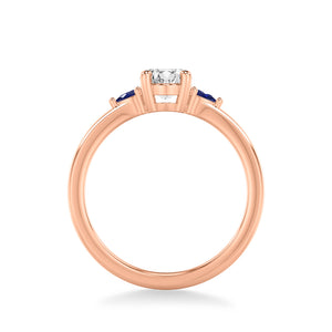 Artcarved Bridal Semi-Mounted with Side Stones Classic Gemstone Engagement Ring 18K Rose Gold & Blue Sapphire