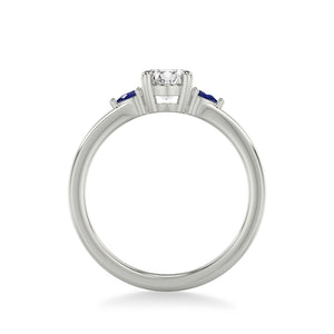 Artcarved Bridal Mounted with CZ Center Classic Gemstone Engagement Ring 18K White Gold & Blue Sapphire