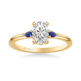 Artcarved Bridal Mounted with CZ Center Classic Gemstone Engagement Ring 14K Yellow Gold & Blue Sapphire