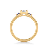 Artcarved Bridal Mounted with CZ Center Classic Gemstone Engagement Ring 18K Yellow Gold & Blue Sapphire