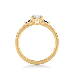 Artcarved Bridal Mounted with CZ Center Classic Gemstone Engagement Ring 18K Yellow Gold & Blue Sapphire