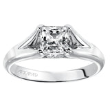 Artcarved Bridal Semi-Mounted with Side Stones Classic Engagement Ring Tally 14K White Gold