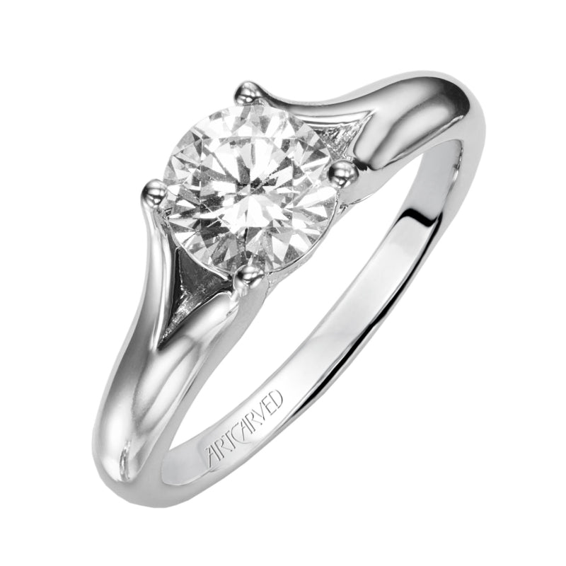 Artcarved Bridal Mounted with CZ Center Classic Engagement Ring Tally 14K White Gold