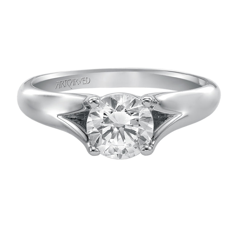 Artcarved Bridal Semi-Mounted with Side Stones Classic Engagement Ring Tally 14K White Gold