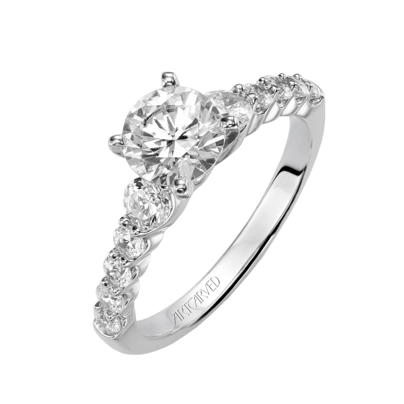 Artcarved Bridal Mounted with CZ Center Contemporary Engagement Ring Adie 14K White Gold