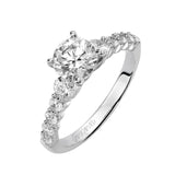 Artcarved Bridal Semi-Mounted with Side Stones Contemporary Engagement Ring Adie 14K White Gold