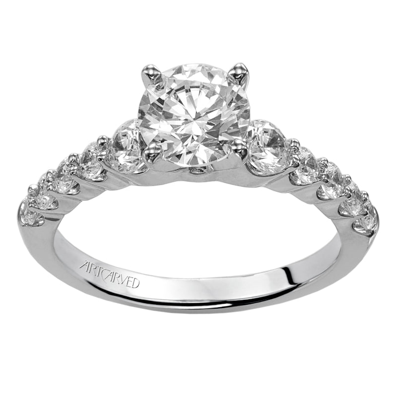 Artcarved Bridal Semi-Mounted with Side Stones Contemporary Engagement Ring Adie 14K White Gold