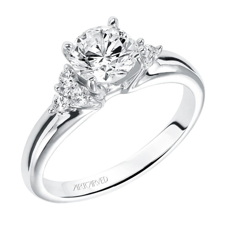 Artcarved Bridal Semi-Mounted with Side Stones Classic Engagement Ring Jewel 14K White Gold