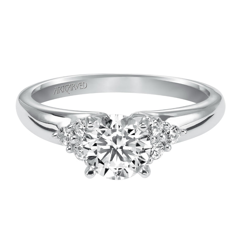 Artcarved Bridal Semi-Mounted with Side Stones Classic Engagement Ring Jewel 14K White Gold