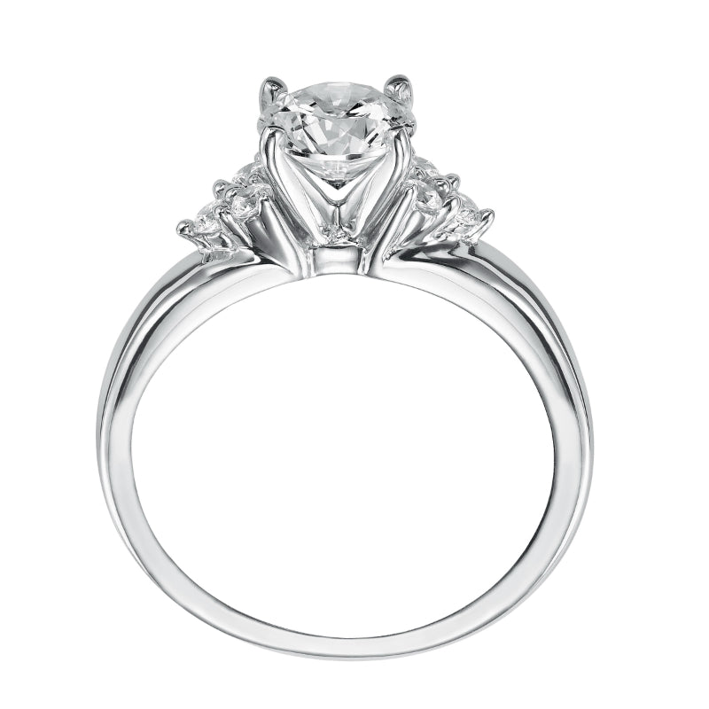 Artcarved Bridal Semi-Mounted with Side Stones Classic Engagement Ring Jewel 14K White Gold