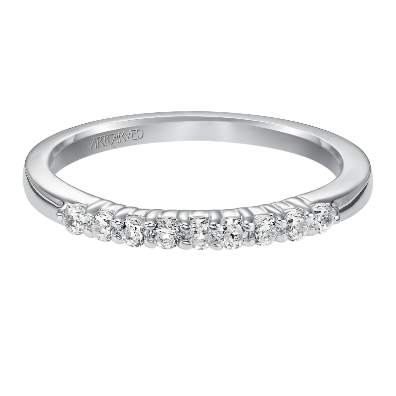 Artcarved Bridal Mounted with Side Stones Classic Diamond Wedding Band Jewel 14K White Gold