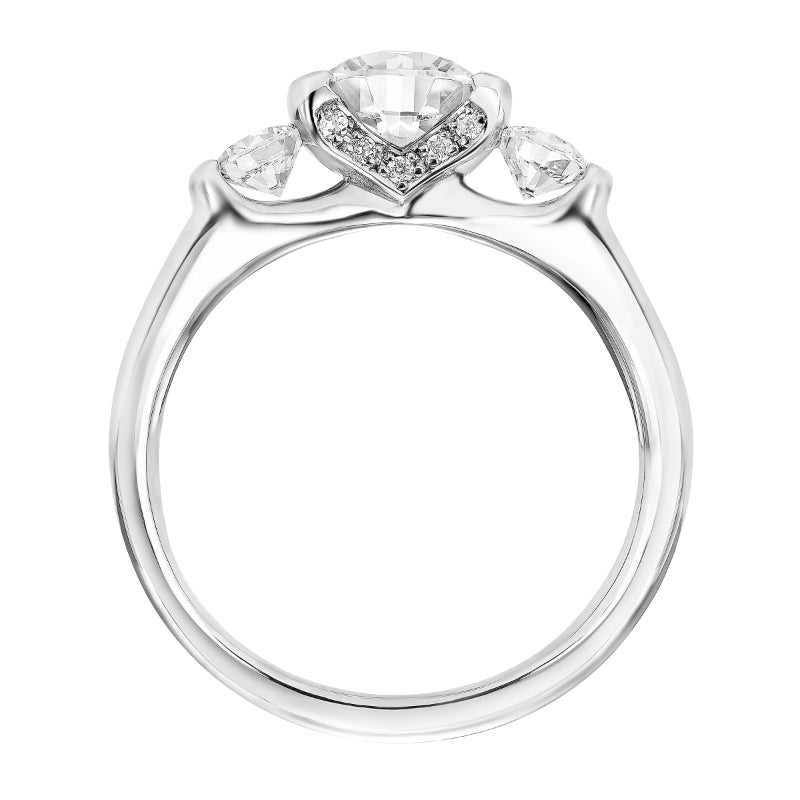 Artcarved Bridal Mounted with CZ Center Contemporary 3-Stone Engagement Ring Adriana 14K White Gold
