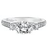 Artcarved Bridal Semi-Mounted with Side Stones Classic 3-Stone Engagement Ring Natalia 14K White Gold