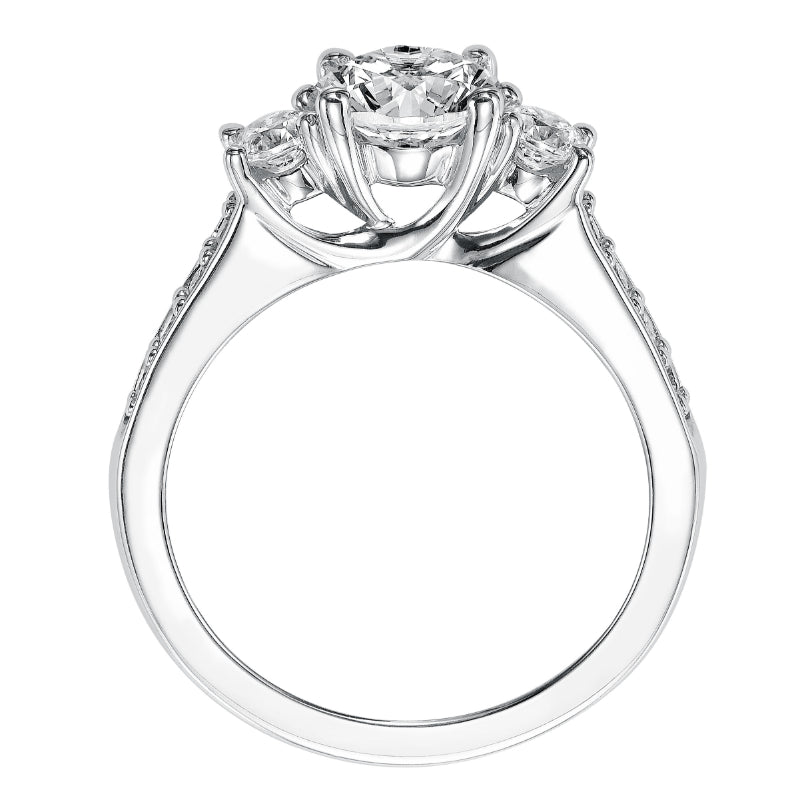 Artcarved Bridal Semi-Mounted with Side Stones Classic 3-Stone Engagement Ring Natalia 14K White Gold
