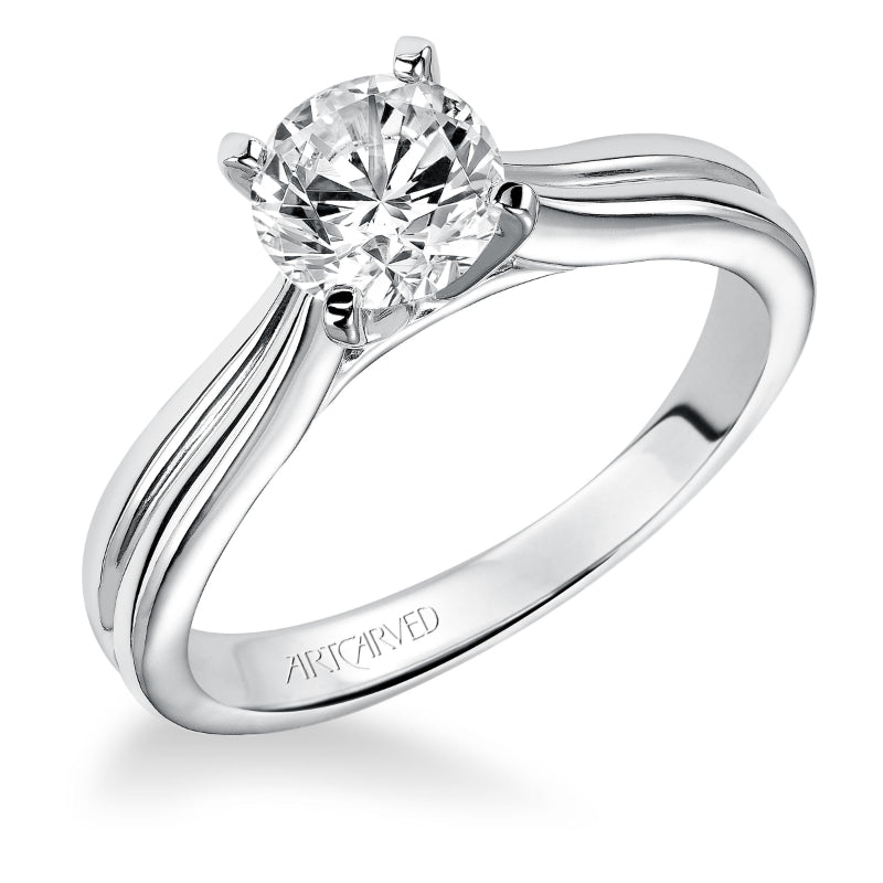 Artcarved Bridal Mounted with CZ Center Classic Solitaire Engagement Ring Irene 14K White Gold