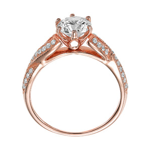 Artcarved Bridal Semi-Mounted with Side Stones Contemporary Twist Diamond Engagement Ring Calla 14K Rose Gold