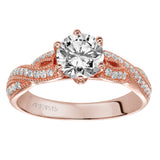 Artcarved Bridal Semi-Mounted with Side Stones Contemporary Twist Diamond Engagement Ring Calla 14K Rose Gold