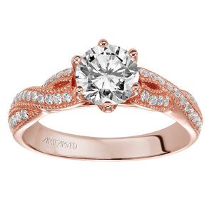 Artcarved Bridal Mounted with CZ Center Contemporary Twist Diamond Engagement Ring Calla 14K Rose Gold