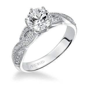 Artcarved Bridal Mounted with CZ Center Contemporary Twist Diamond Engagement Ring Calla 14K White Gold