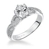 Artcarved Bridal Semi-Mounted with Side Stones Contemporary Twist Diamond Engagement Ring Calla 14K White Gold