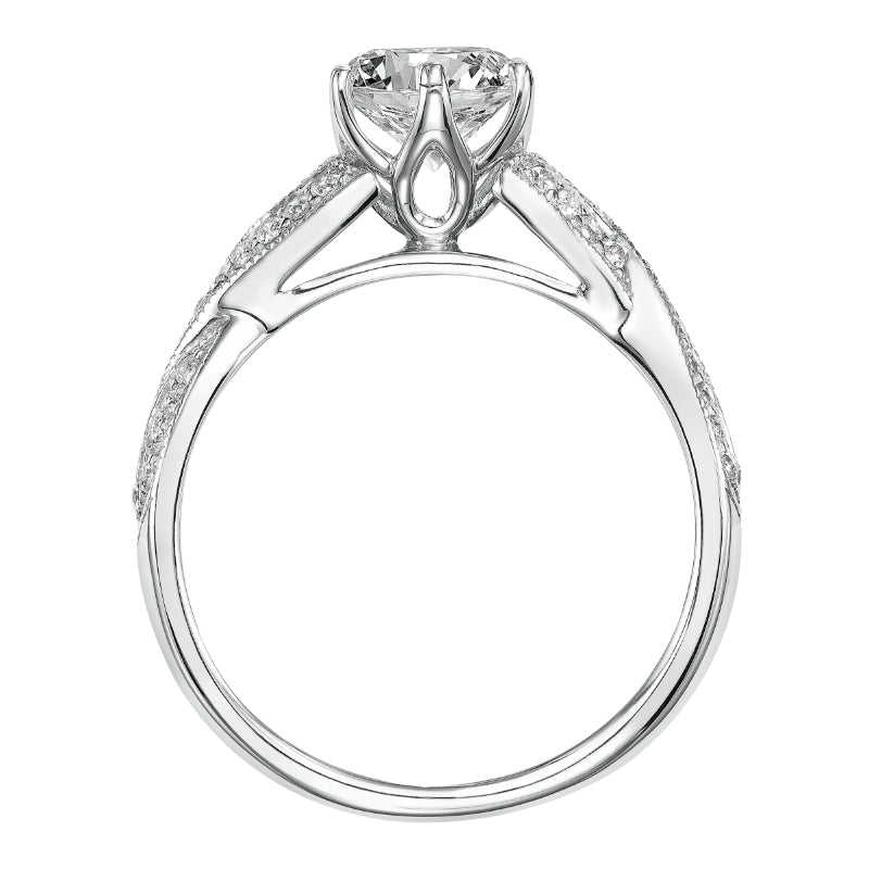 Artcarved Bridal Semi-Mounted with Side Stones Contemporary Twist Diamond Engagement Ring Calla 14K White Gold